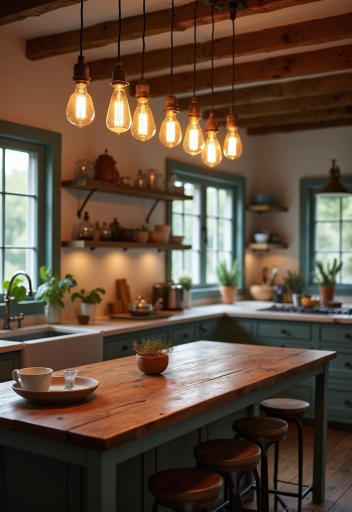 25+ Kitchen Lighting Ideas to Brighten Your Space - 8. Vintage Lighting for Nostalgic Charm