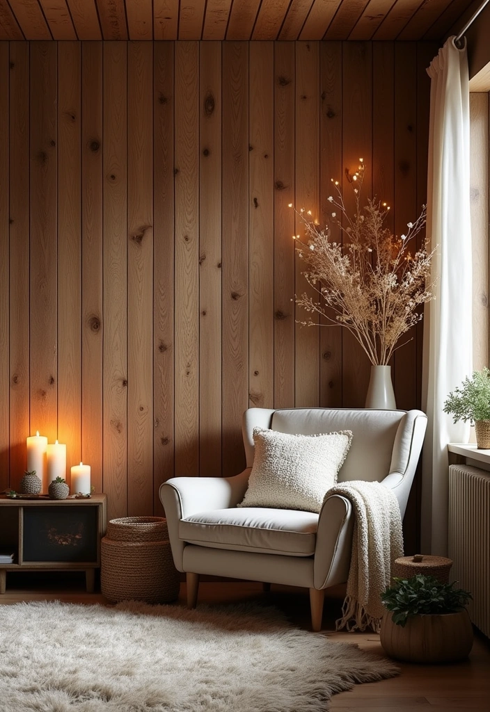 25+ Living Room Wallpaper Ideas - 11. Rustic Wood Paneling