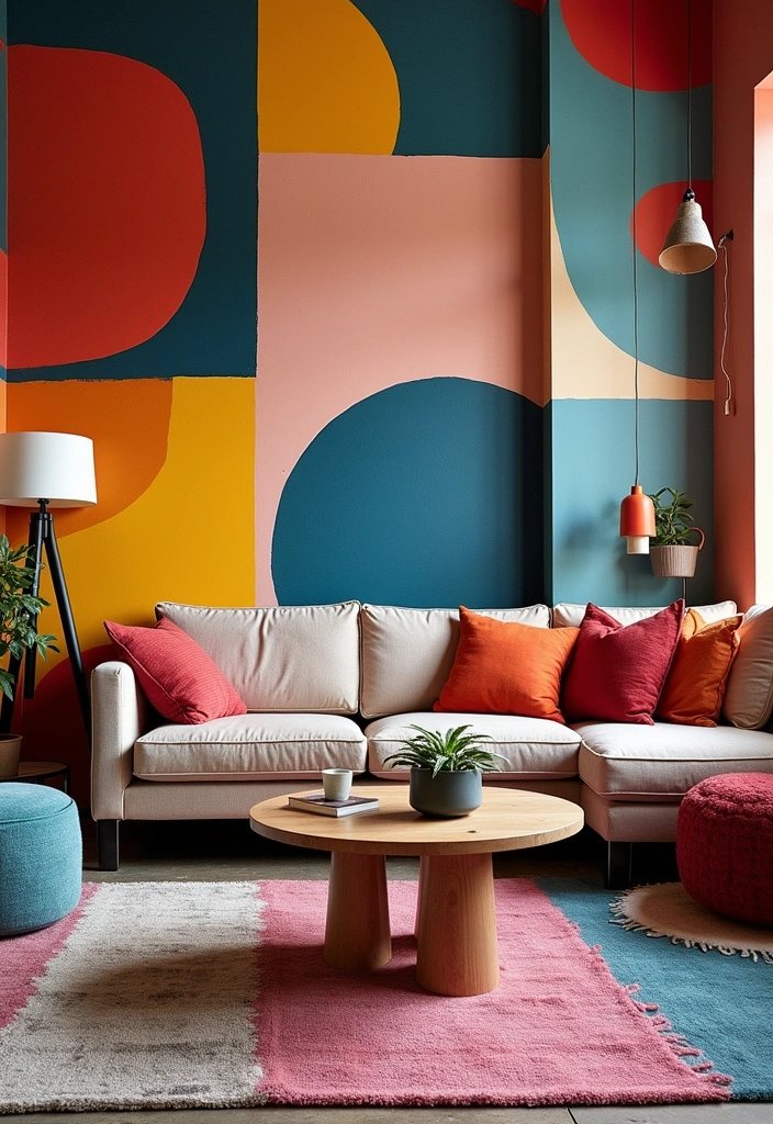 25+ Living Room Wallpaper Ideas - 15. Contemporary Art Graphics