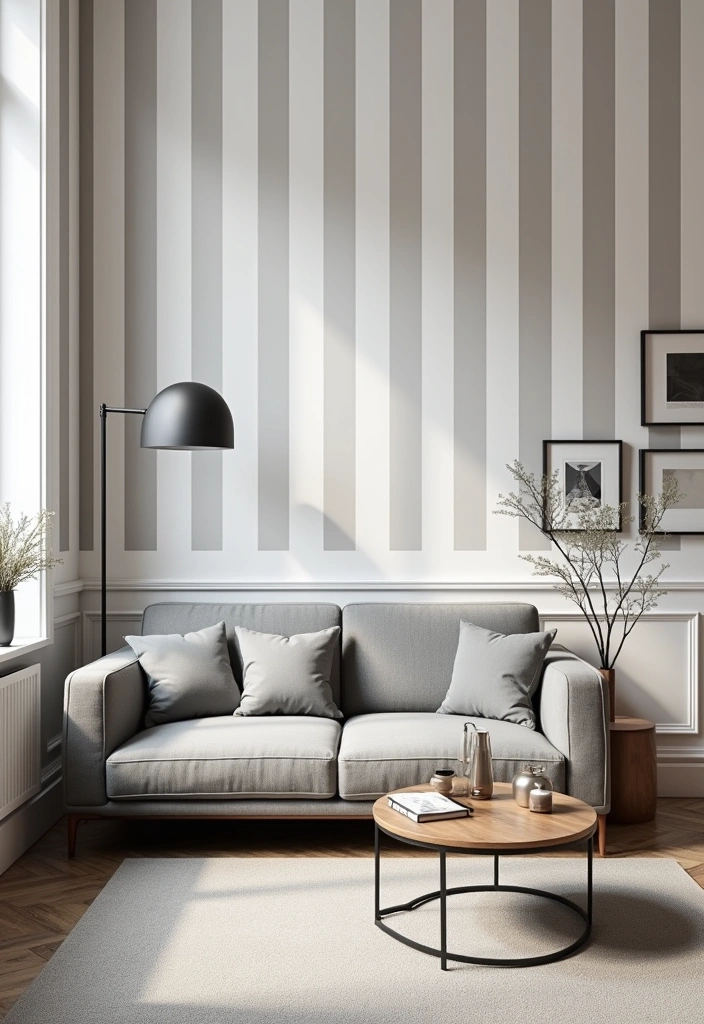 25+ Living Room Wallpaper Ideas - 5. Classic Stripes