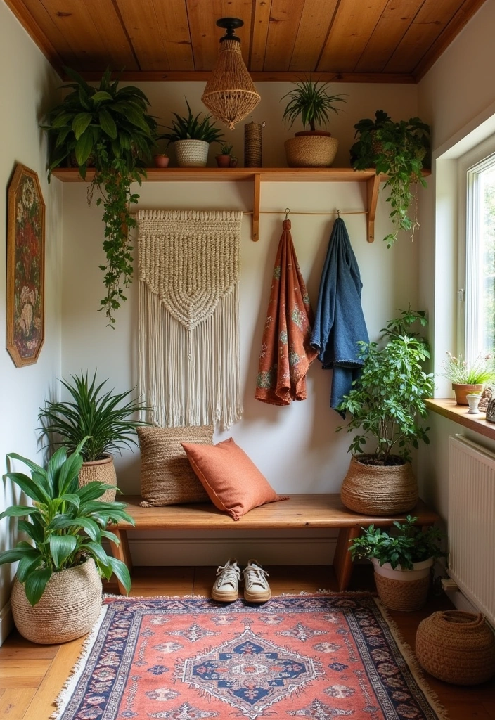 25+ Mudroom Ideas That Are Stylish and Functional - 13. Earthy Bohemian Style