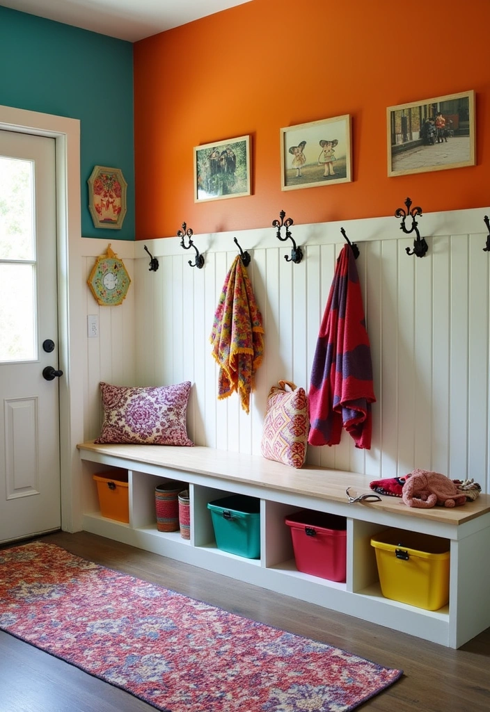 25+ Mudroom Ideas That Are Stylish and Functional - 7. Colorful and Fun