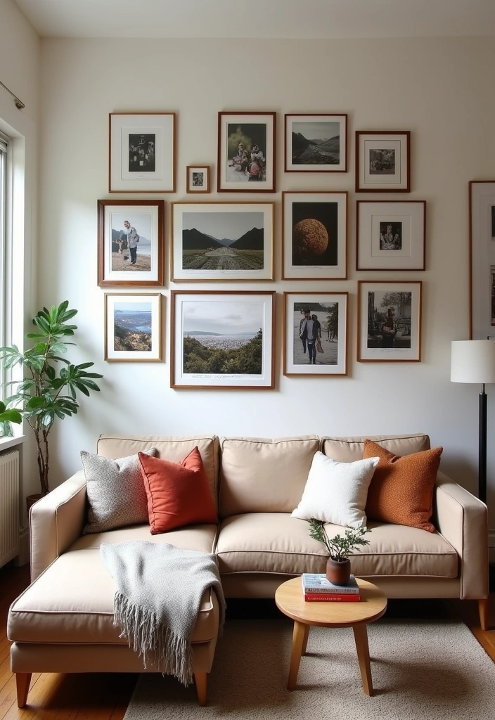 25+ Small Living Room Ideas to Maximize Your Space - 13. Personalize with Art and Photos