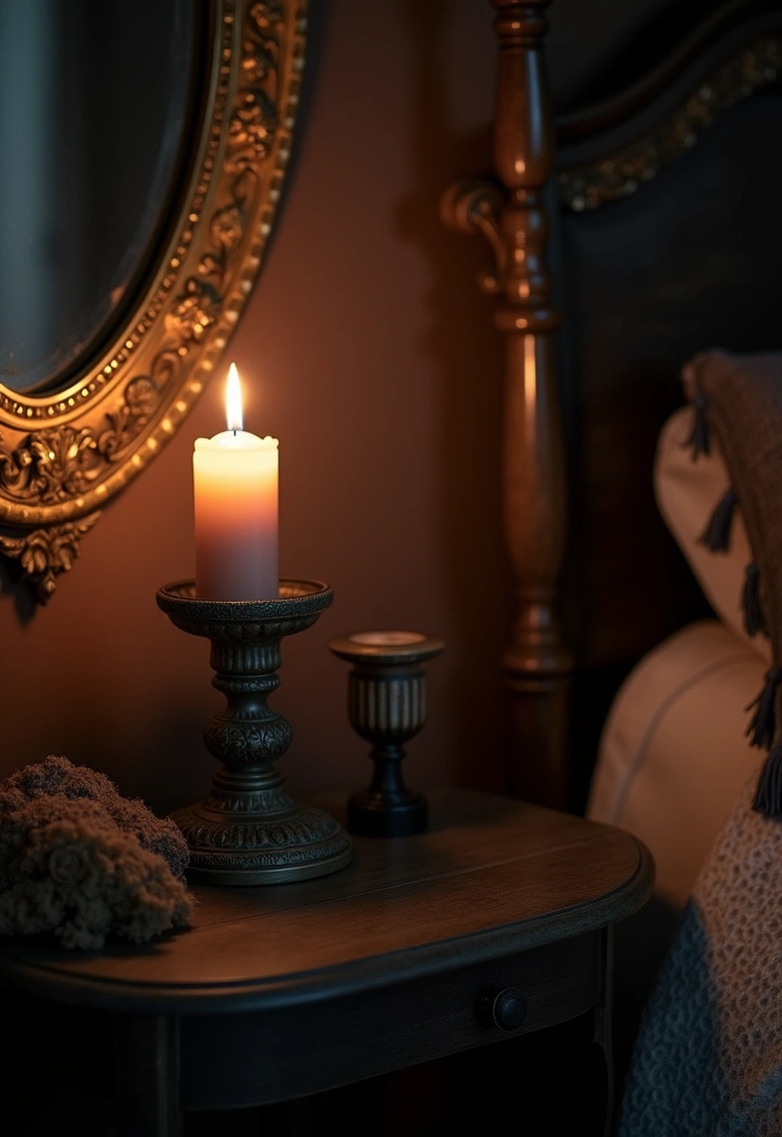 25+ Whimsy Goth Bedroom Ideas - 12. Antique Accessories