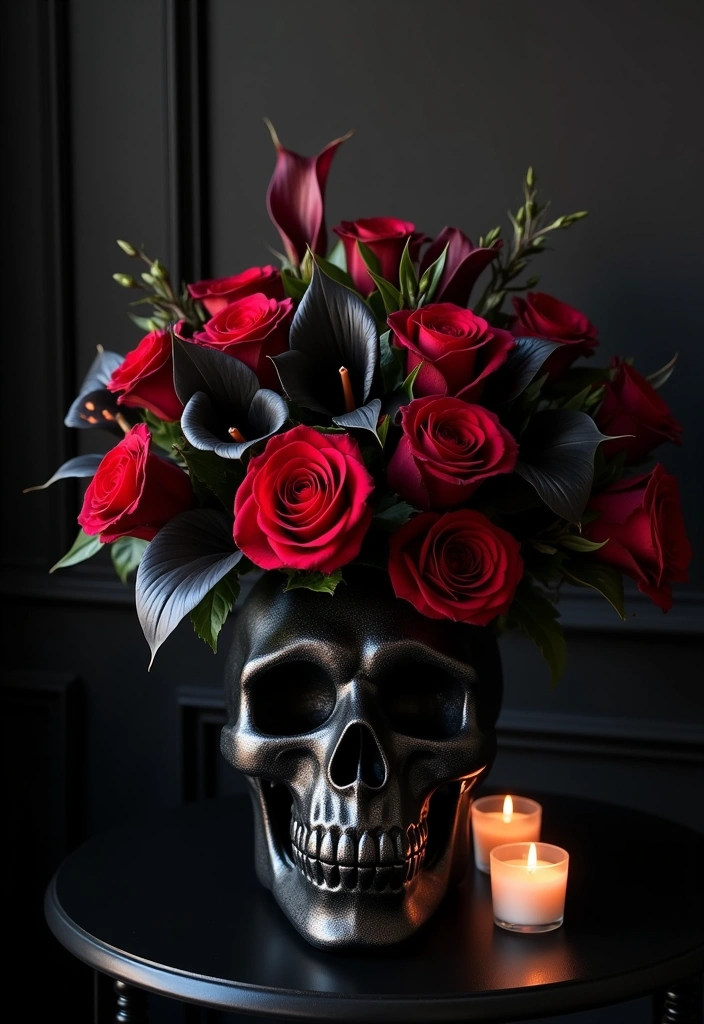 25+ Whimsy Goth Bedroom Ideas - 4. Dark Floral Accents