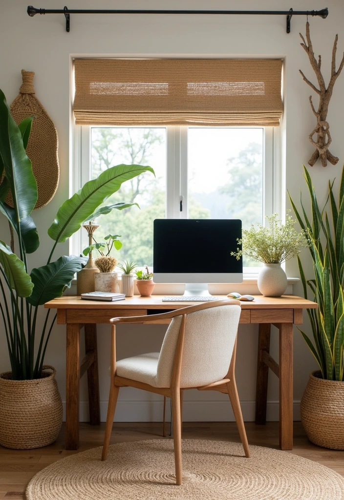 26+ Boho Home Office Ideas - 18. Incorporating Natural Elements