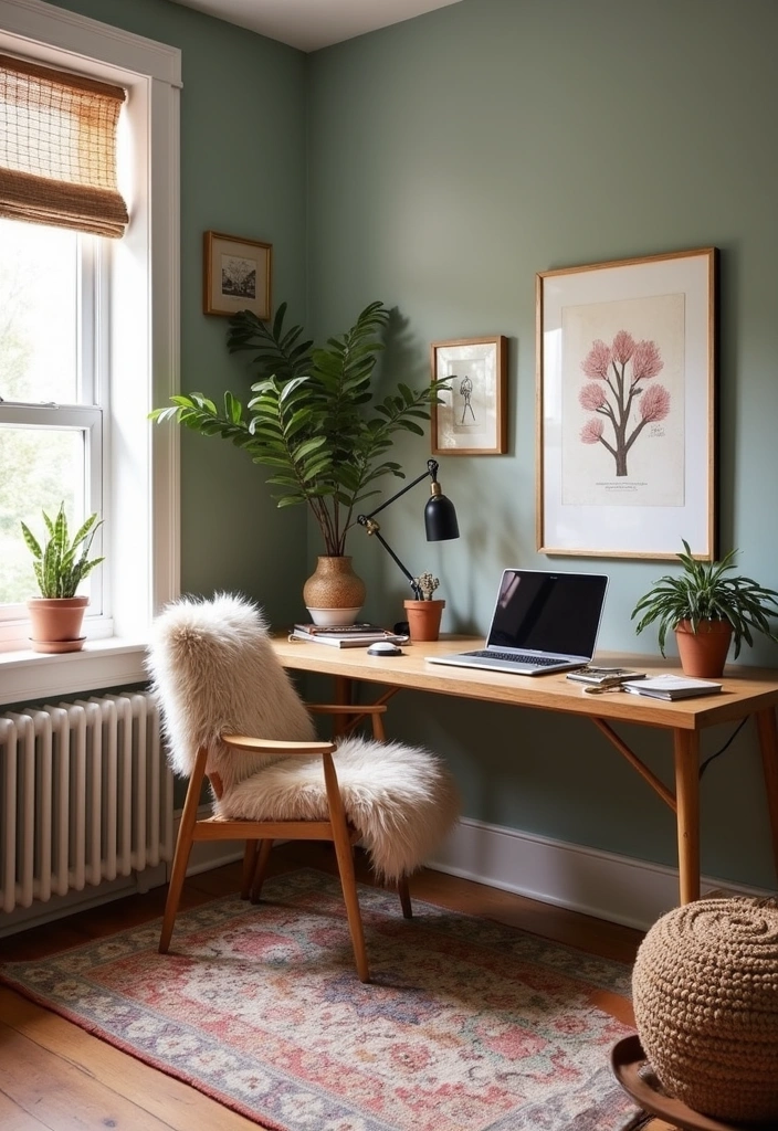 26+ Boho Home Office Ideas - 19. Thoughtful Layout for Flow