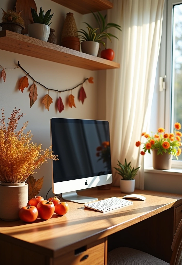 26+ Boho Home Office Ideas - 20. Seasonal Decor Updates