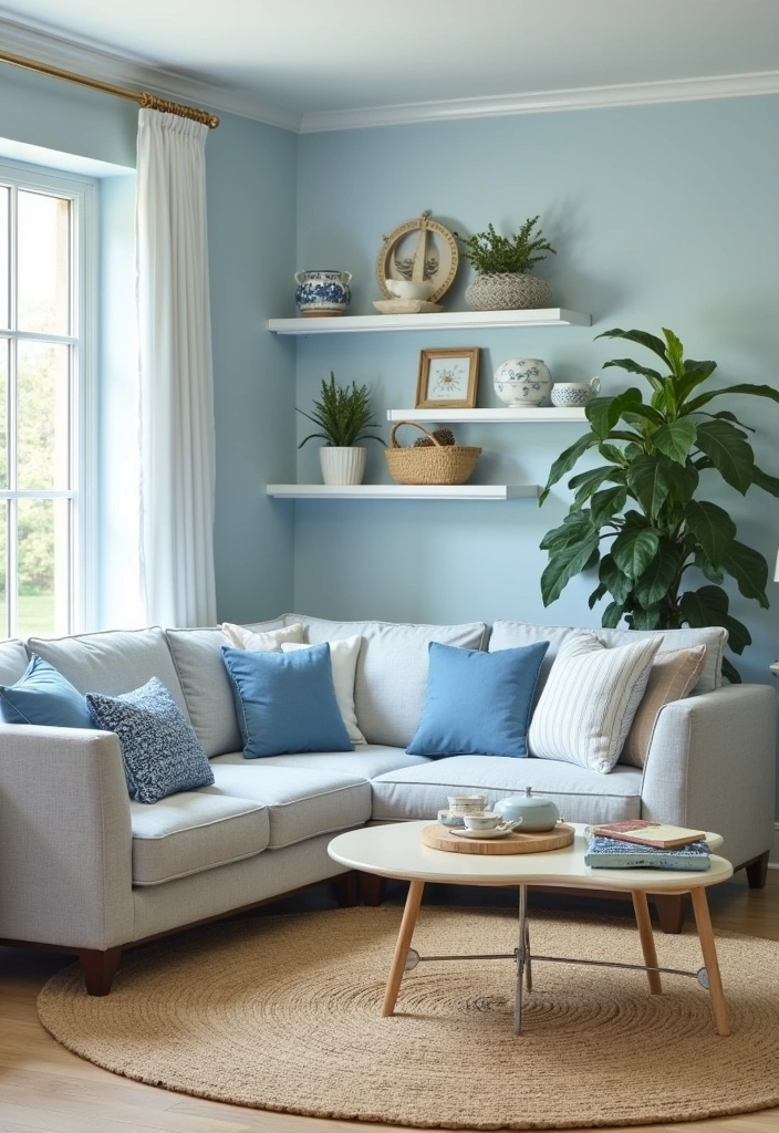 26+ Chic Living Room Ideas Around a Grey Sofa - 7. Coastal Breeze