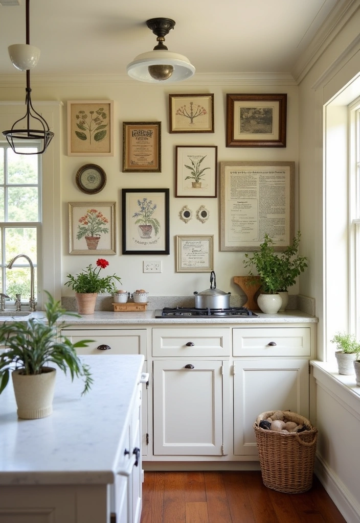 26+ Cottage Kitchen Ideas to Inspire Rustic Charm - 13. Whimsical Wall Art