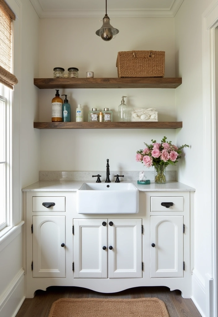 26+ Cozy Country-Themed Bedroom Ideas - 19. Embracing the Farmhouse Sink