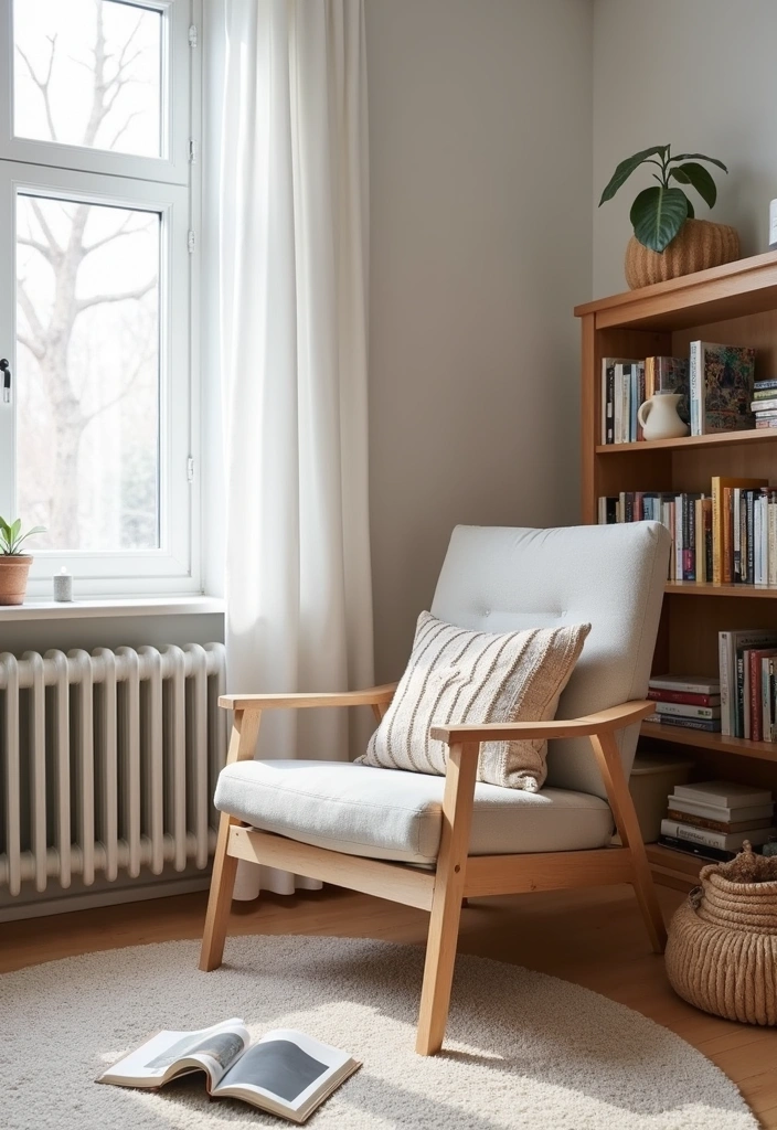 26+ Cozy Reading Nook Concept Ideas - 10. Scandinavian Simplicity