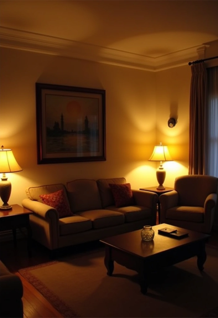 26+ French Cottage Living Room Ideas - 12. Soft Lighting