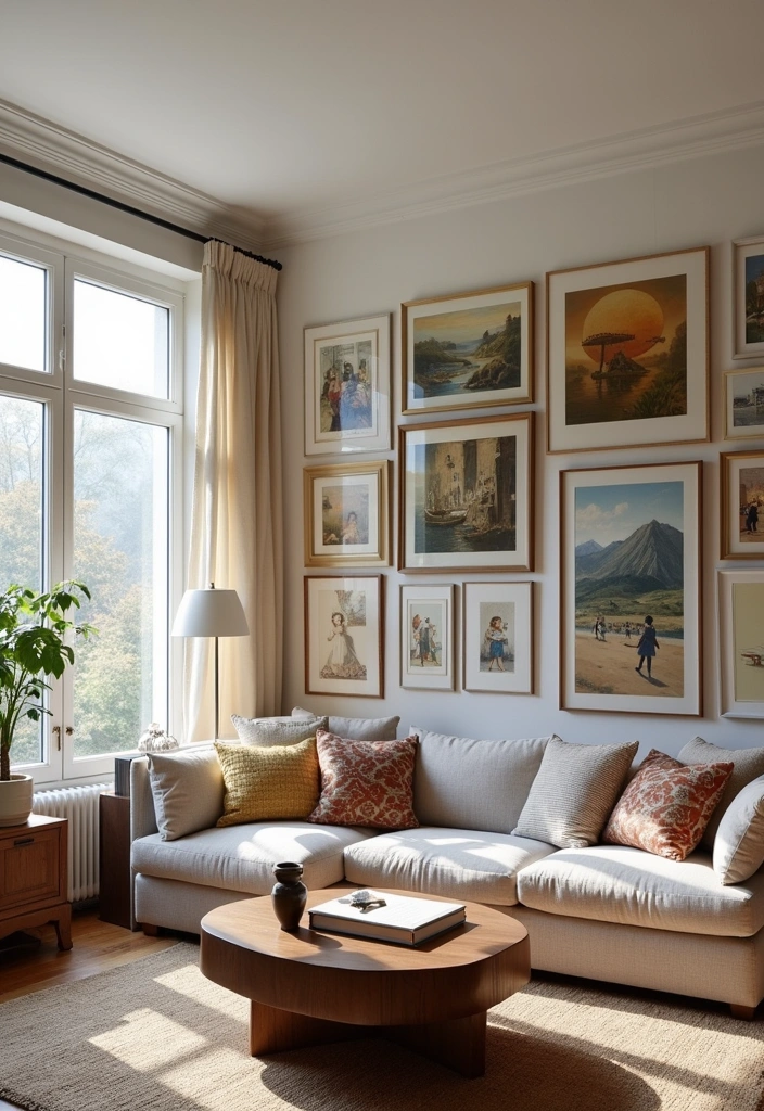 26+ French Cottage Living Room Ideas - 13. Artistic Touches