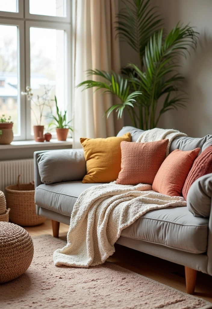 26+ French Cottage Living Room Ideas - 4. Cozy Textiles