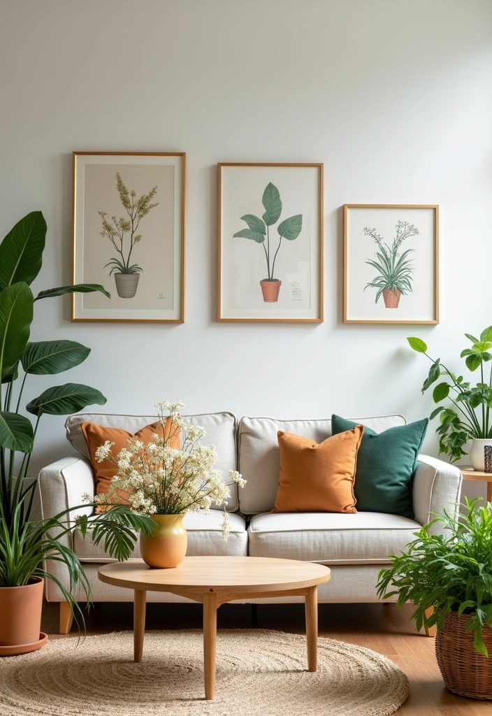 26+ French Cottage Living Room Ideas - 6. Nature-Inspired Decor