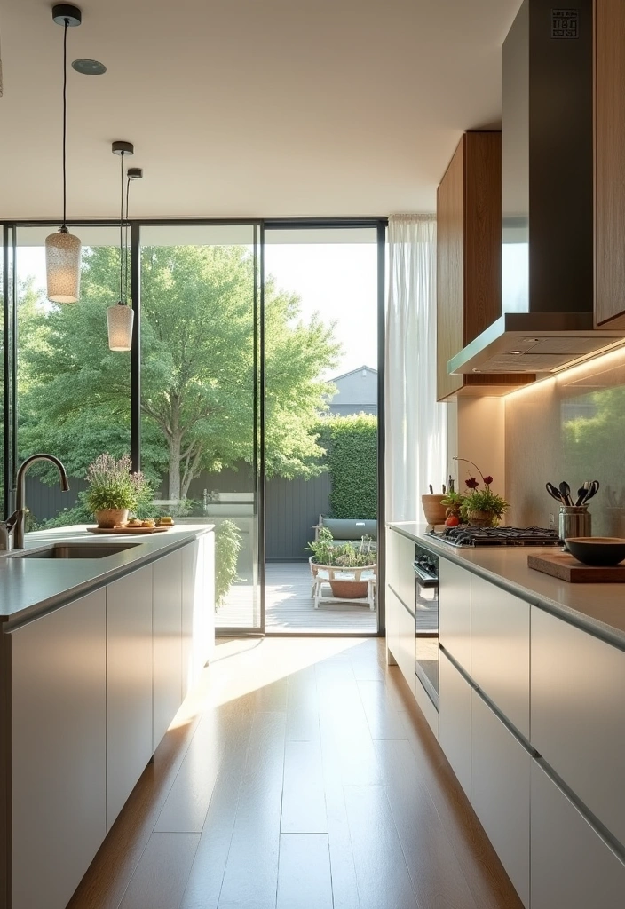 26+ Modern Minimalist Kitchen Ideas - 11. Large Windows