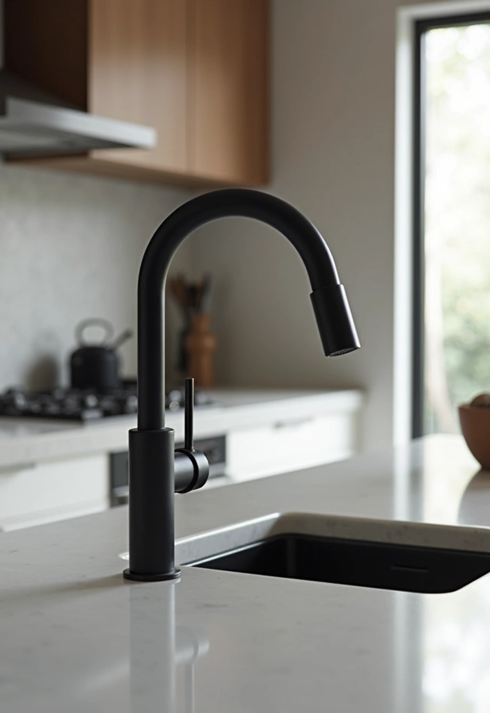 26+ Modern Minimalist Kitchen Ideas - 18. Statement Faucets