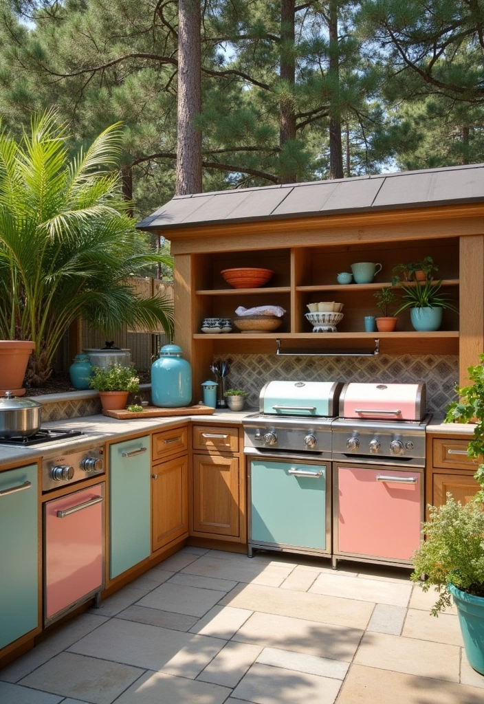 26+ Outdoor Kitchen Ideas to Elevate Your Home Decor - 12. Vintage-Inspired Outdoor Kitchen