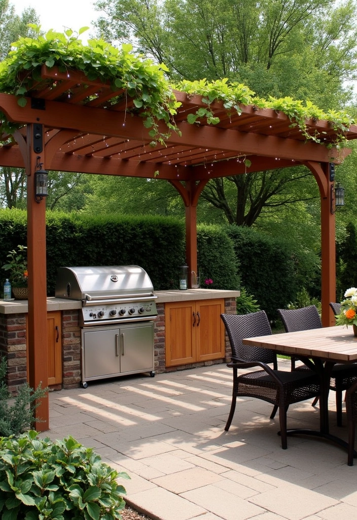 26+ Outdoor Kitchen Ideas to Elevate Your Home Decor - 14. Outdoor Kitchen with a Pergola