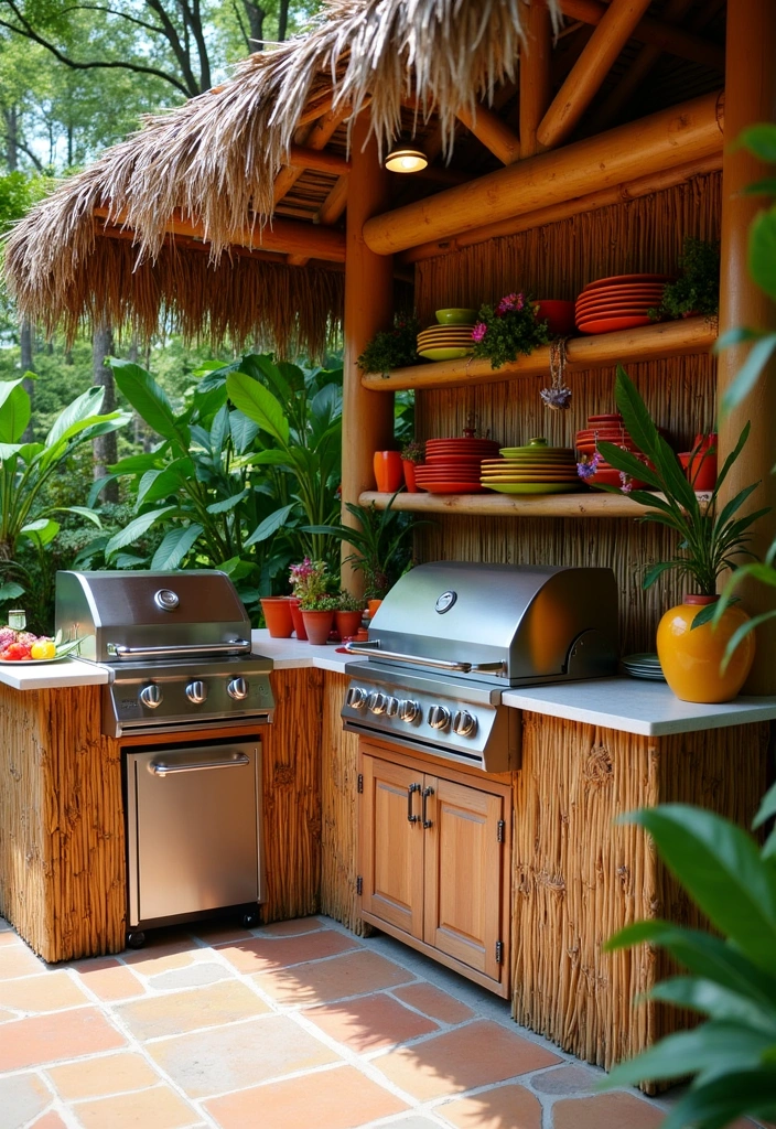 26+ Outdoor Kitchen Ideas to Elevate Your Home Decor - 7. Tropical Paradise Kitchen