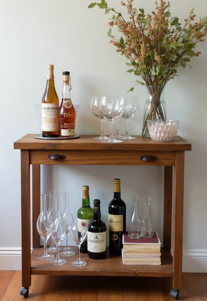 26+ Warm Rustic Kitchen Ideas - 20. Rustic Bar Carts