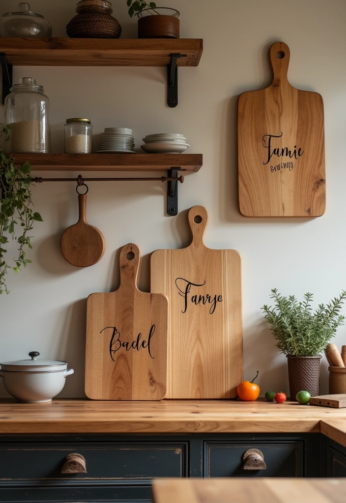 26+ Warm Rustic Kitchen Ideas - 23. Customized Cutting Boards