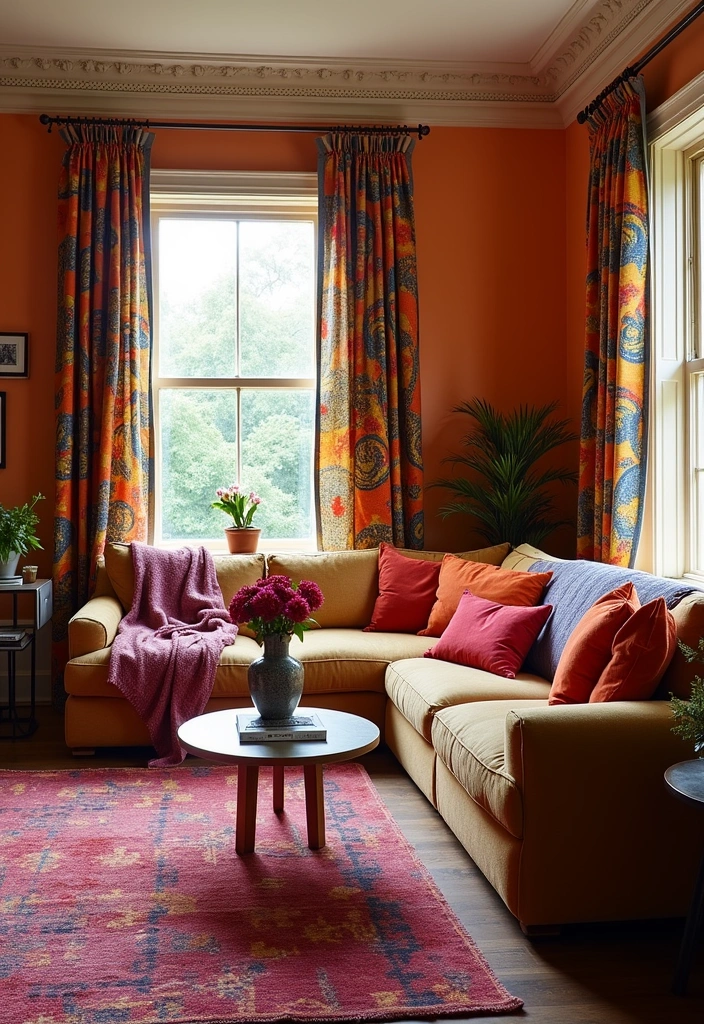 27+ Bold and Beautiful Modern Living Room Ideas - 14. Bold Textiles