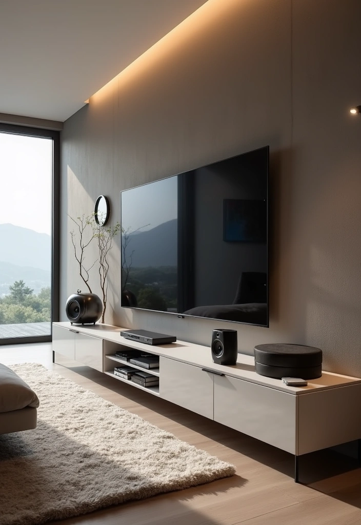27+ Bold and Beautiful Modern Living Room Ideas - 8. Incorporating Technology