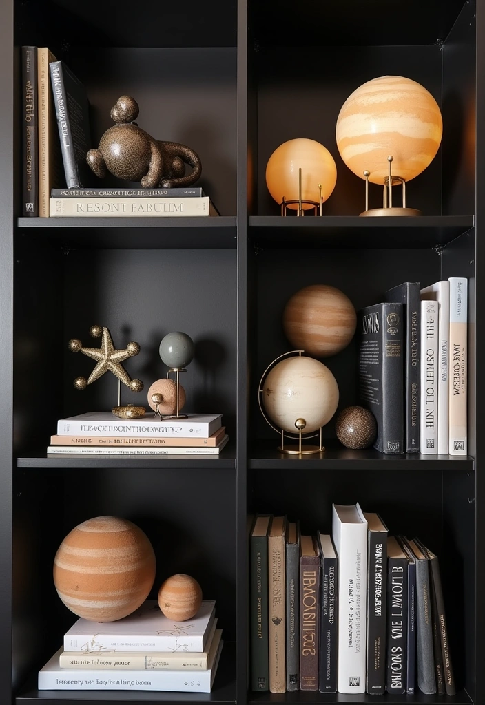 27+ Celestial Bedroom Aesthetic Ideas - 15. Celestial Bookshelf Styling