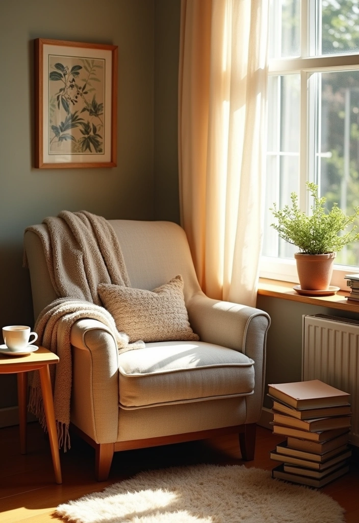 27+ Creative Japandi Bedroom Ideas - 9. Cozy Reading Nook