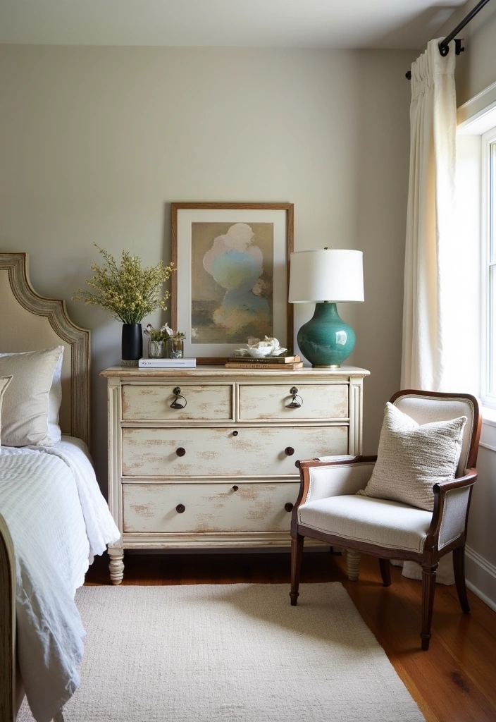 27+ Earthy Modern Bedroom Ideas - 10. Vintage Touches