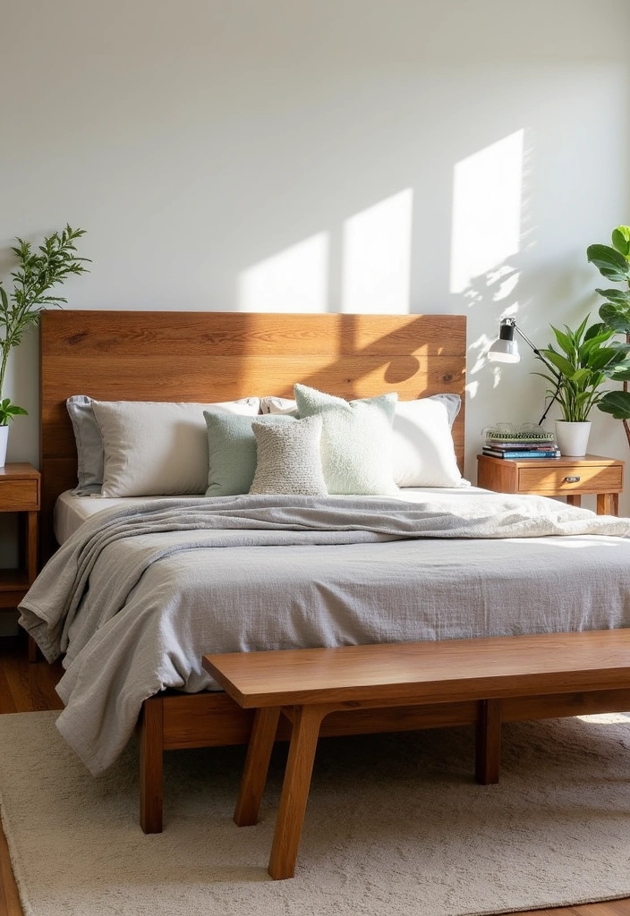 27+ Earthy Modern Bedroom Ideas - 2. Natural Wood Accents