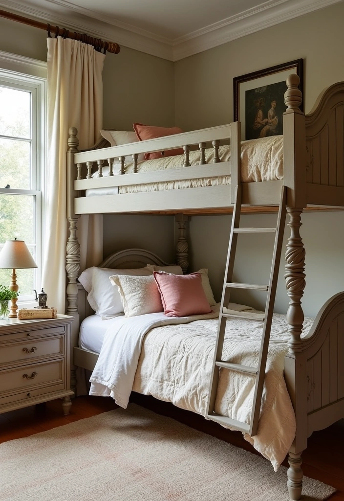27+ Functional & Fabulous Bunk Bed Bedroom Ideas - 11. Vintage Charm
