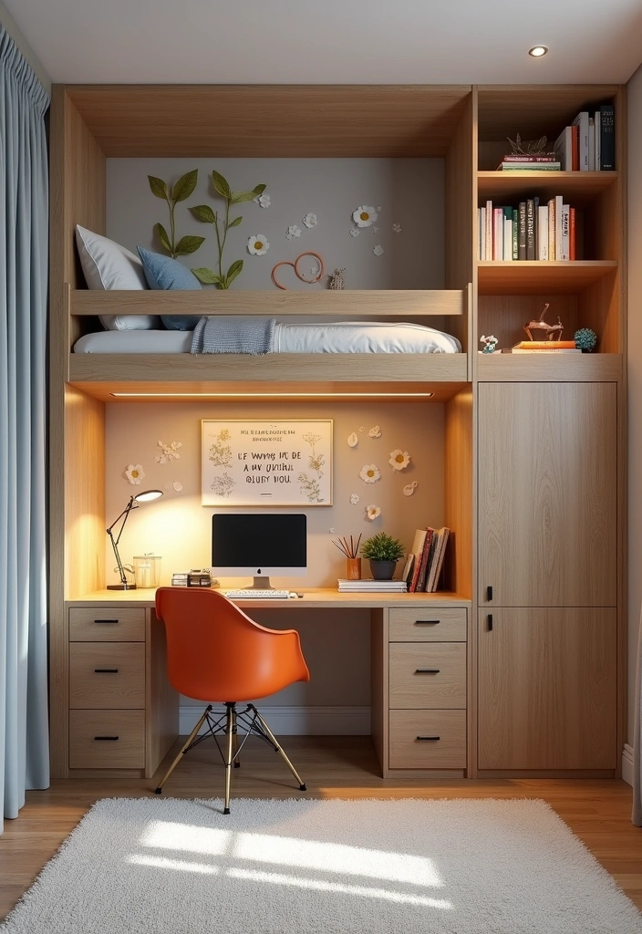 27+ Functional & Fabulous Bunk Bed Bedroom Ideas - 14. Creative Study Space