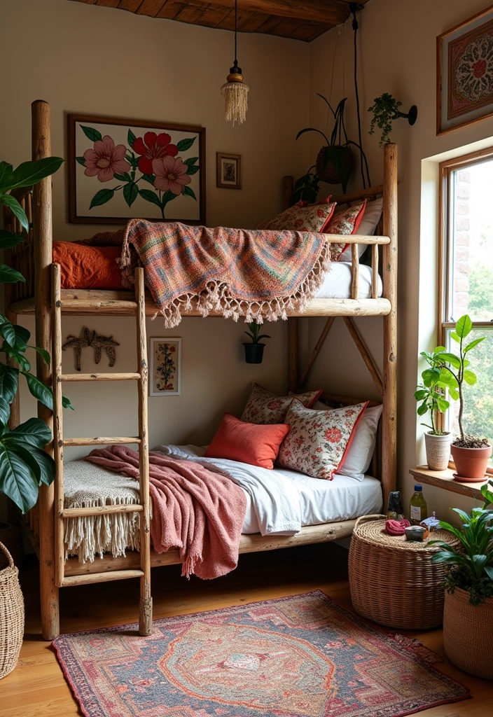 27+ Functional & Fabulous Bunk Bed Bedroom Ideas - 8. Bohemian Dreamscape