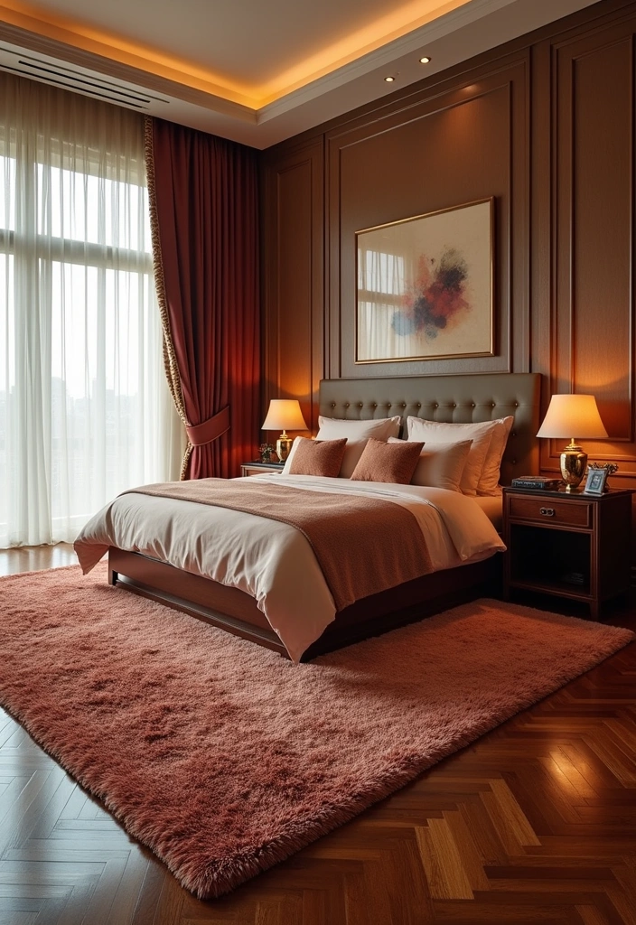27+ Luxury Bedroom Ideas - 8. Luxurious Area Rugs