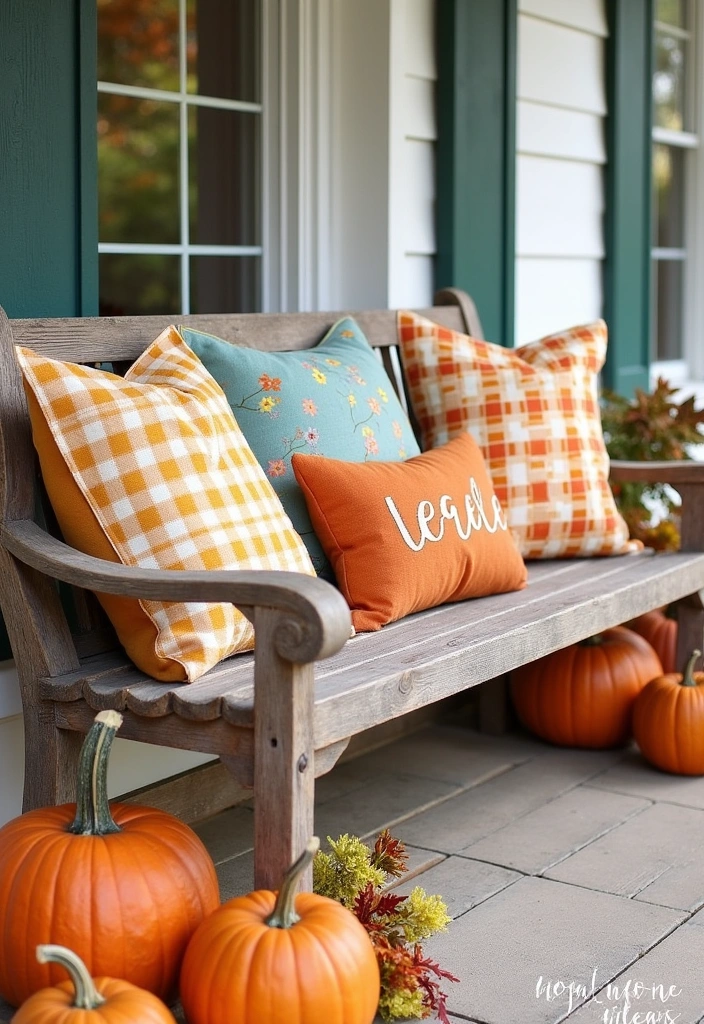 27+ Perfect Fall Porch Decor Ideas - 12. Fall-Themed Pillows