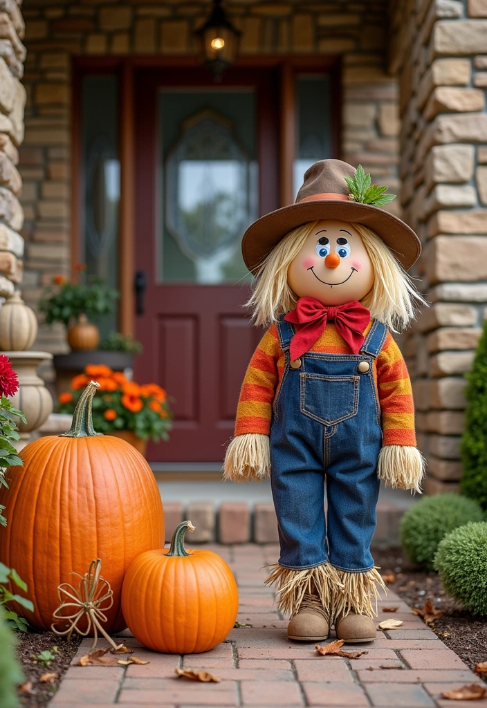 27+ Perfect Fall Porch Decor Ideas - 16. Scarecrows for Fun