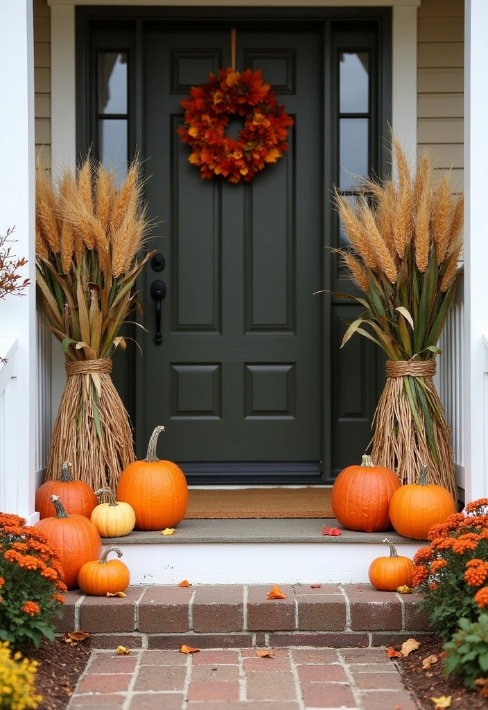 27+ Perfect Fall Porch Decor Ideas - 19. Decorative Cornstalks