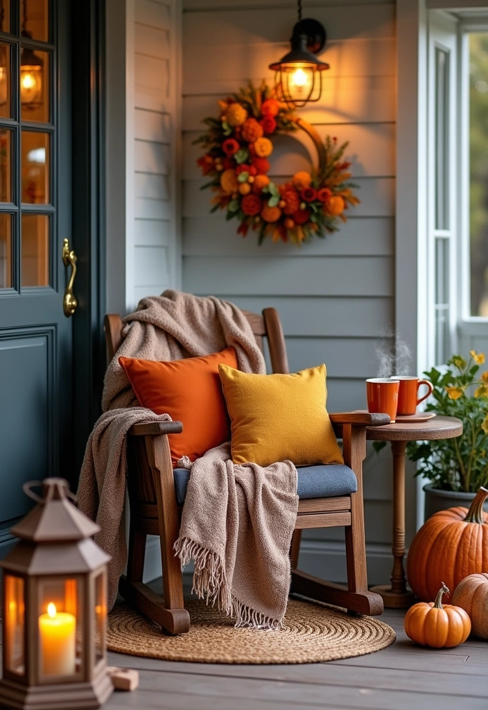 27+ Perfect Fall Porch Decor Ideas - 2. Cozy Seating Nook