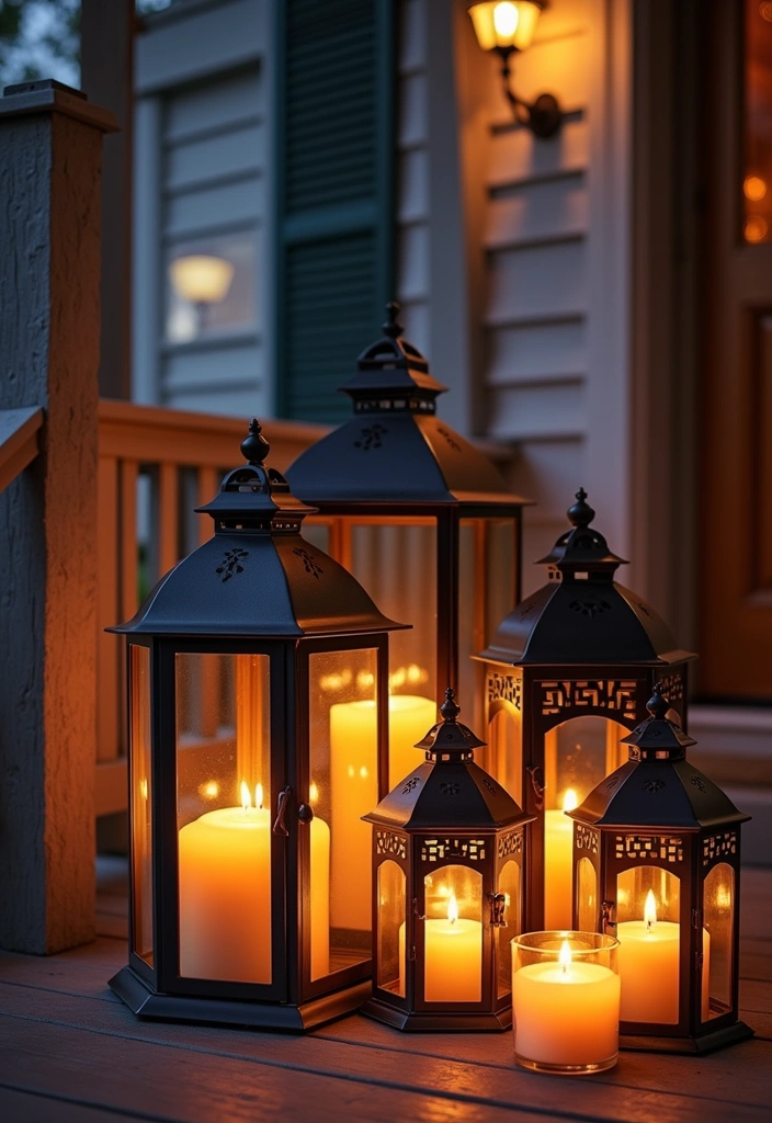 27+ Perfect Fall Porch Decor Ideas - 4. Lanterns and Candles