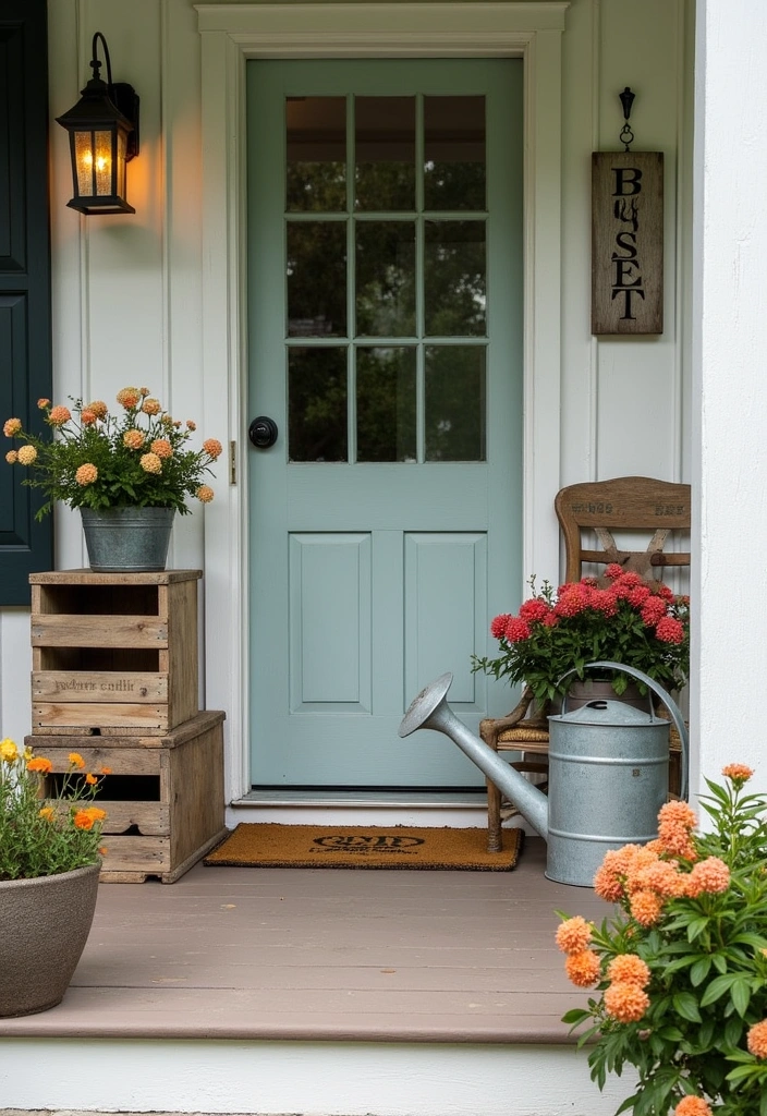 27+ Perfect Fall Porch Decor Ideas - 7. Vintage Farmhouse Decor