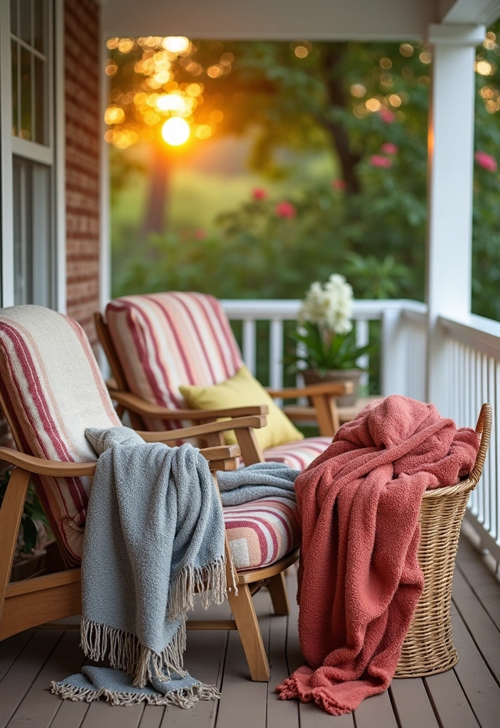 27+ Perfect Fall Porch Decor Ideas - 8. Cozy Blankets and Throws
