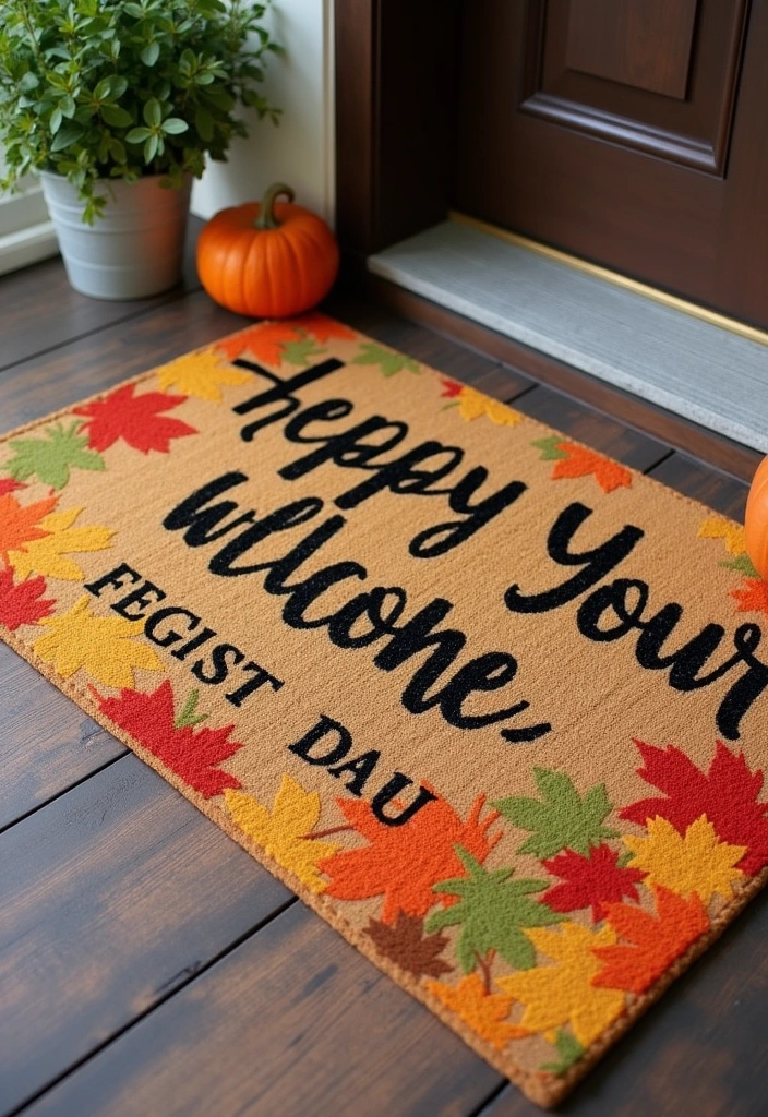 27+ Perfect Fall Porch Decor Ideas - 9. Seasonal Welcome Mat
