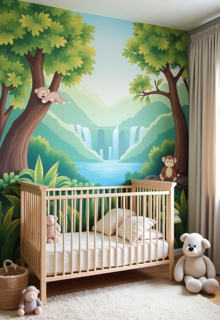 27+ Safari Nursery Ideas: A Wild Adventure in Baby Room Decor - 1. Jungle Wall Murals