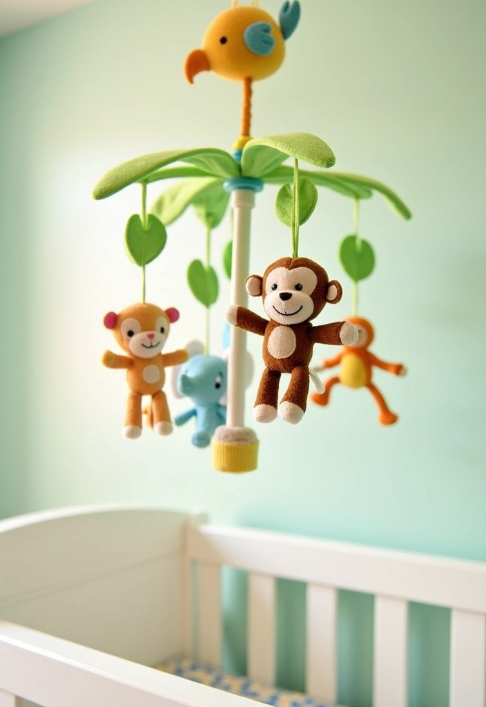 27+ Safari Nursery Ideas: A Wild Adventure in Baby Room Decor - 6. Jungle-Themed Mobile