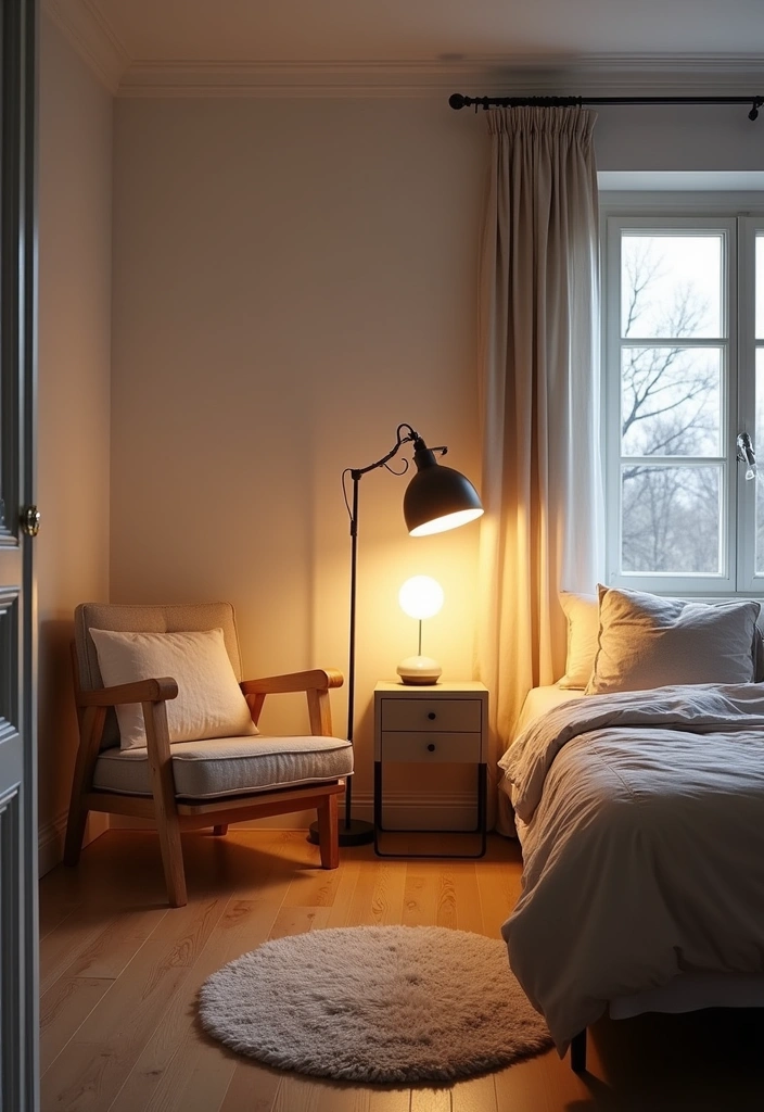 27+ Scandinavian Bedroom Ideas for a Cozy Retreat - 13. Layered Lighting