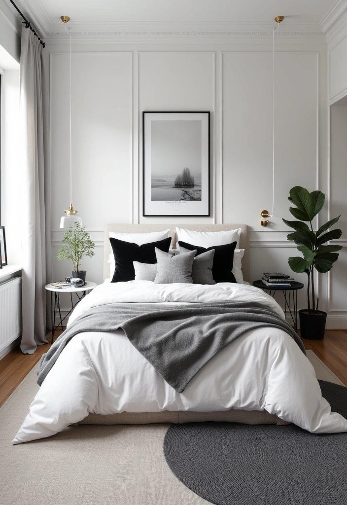 27+ Scandinavian Bedroom Ideas for a Cozy Retreat - 15. Monochrome Accents