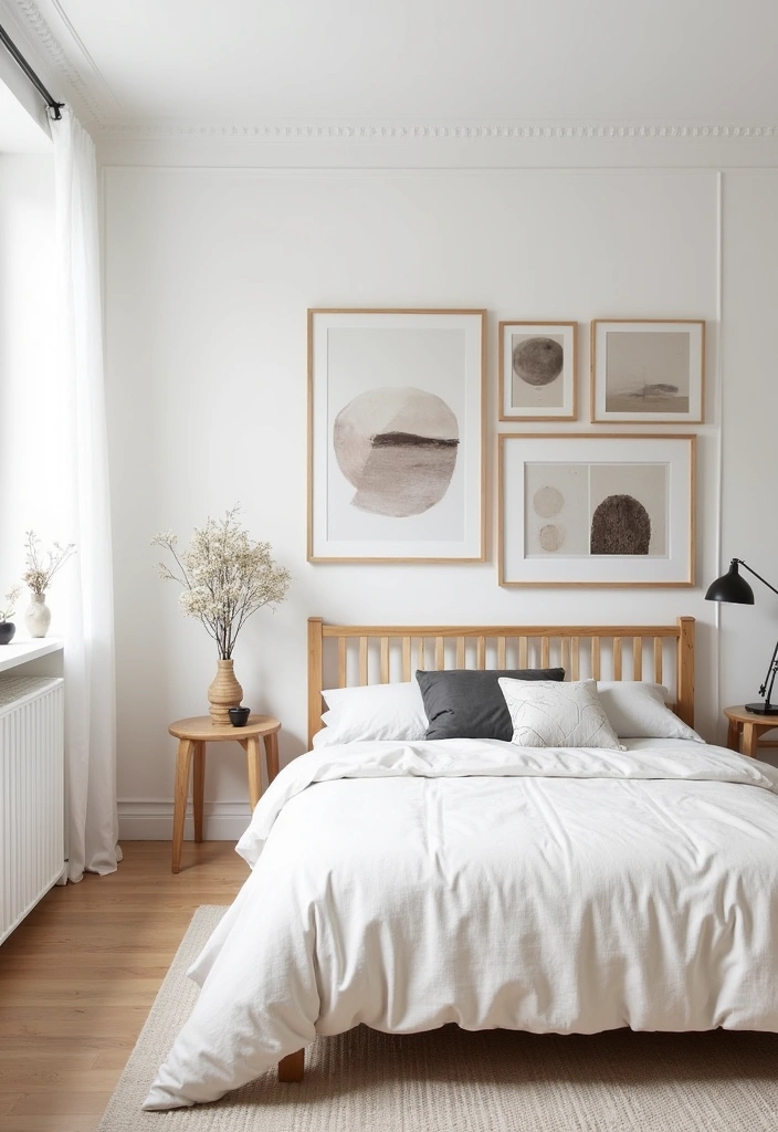 27+ Scandinavian Bedroom Ideas for a Cozy Retreat - 8. Scandinavian Artwork